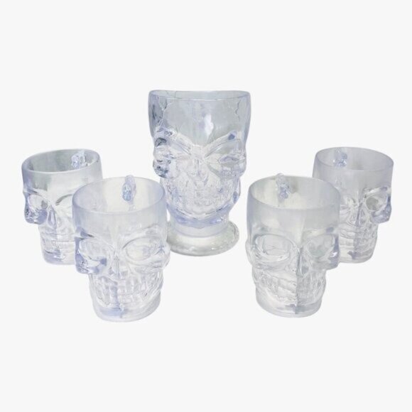 Acrylic Skull Bone Skeleton Clear Mugs & Pitcher Set Gothic Halloween Gothic - Picture 5 of 8